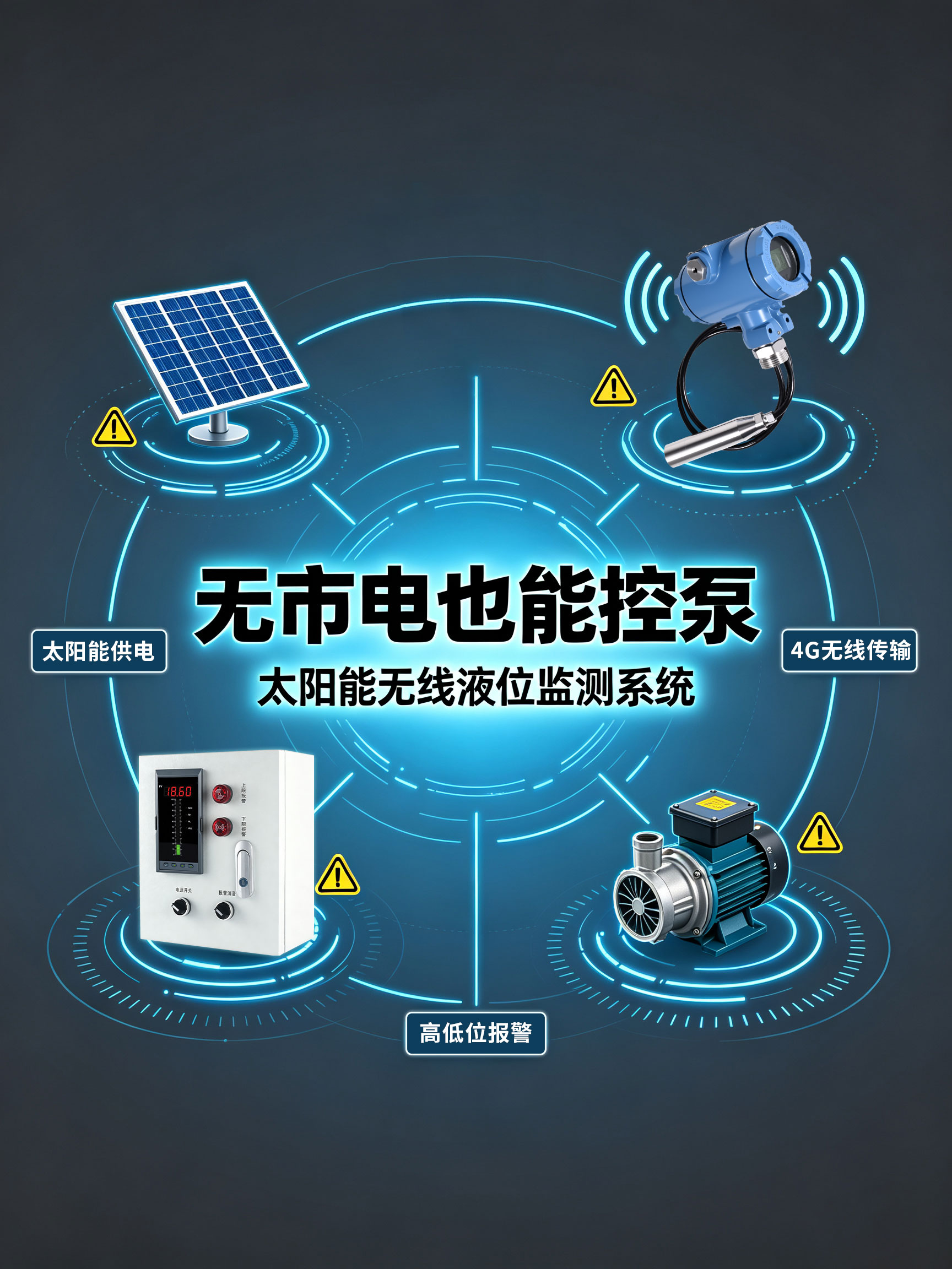 野外水池无人值守✨太阳能无线液位自控太省心了